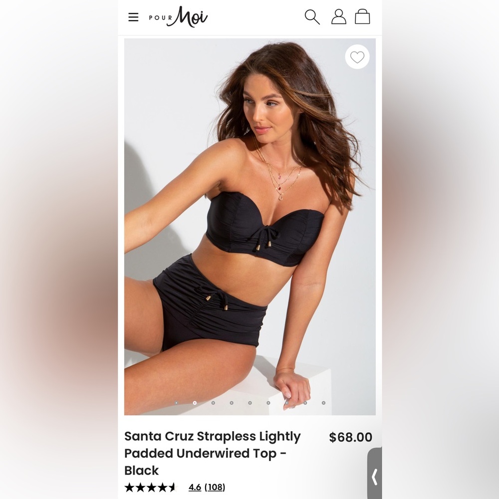 Pour Moi Santa Cruz Strapless Lightly Padded Underwired Top - Black